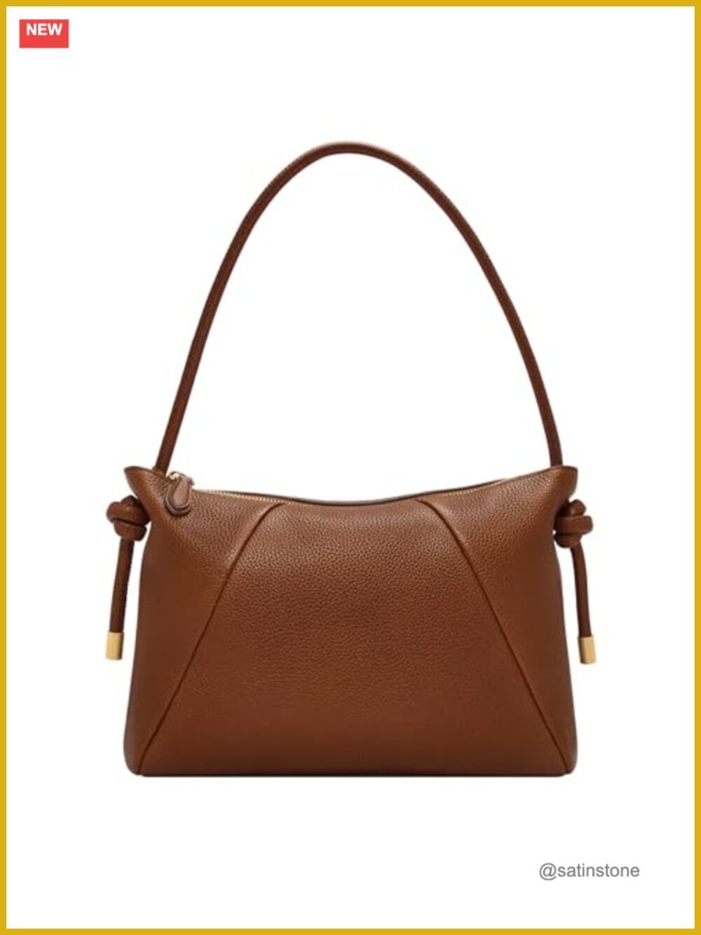 Genuine Leather Shoulder Bag Medium Brown Hobo Handbag Purse
